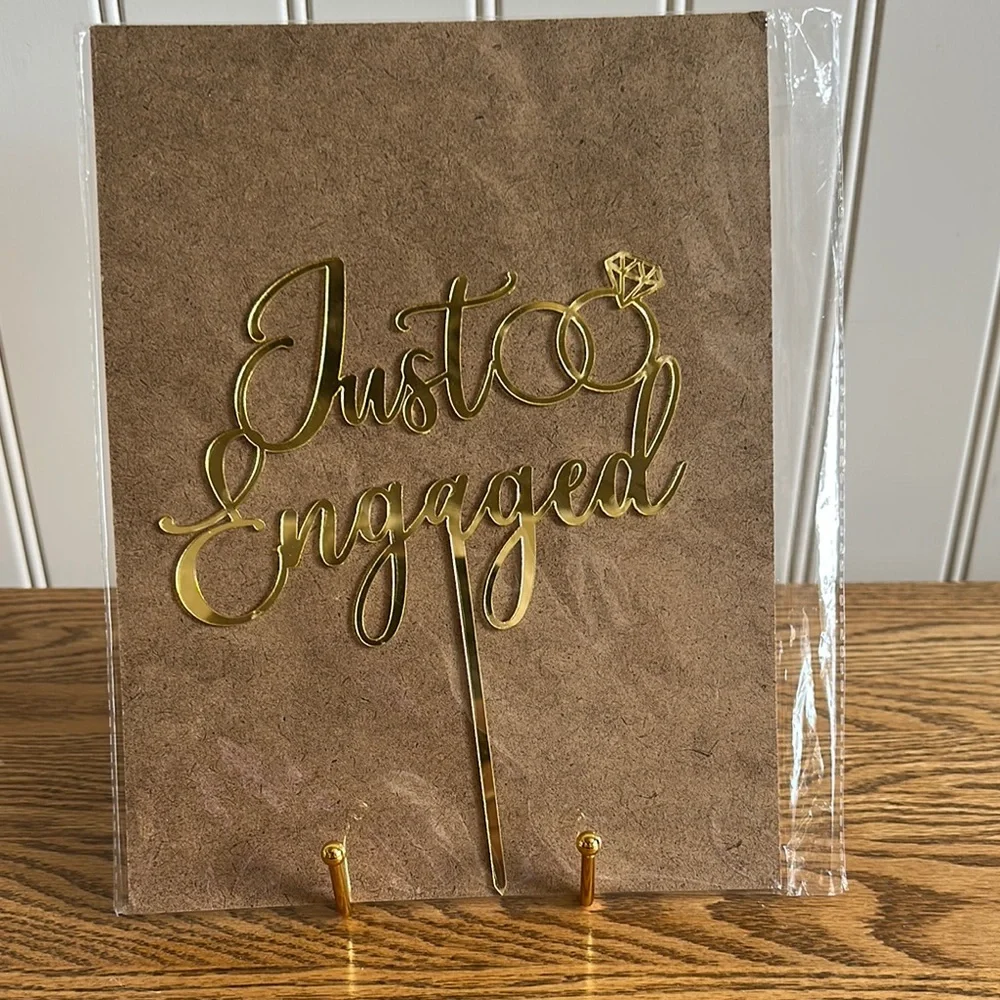 Gold 'Just Engaged' Cake Topper